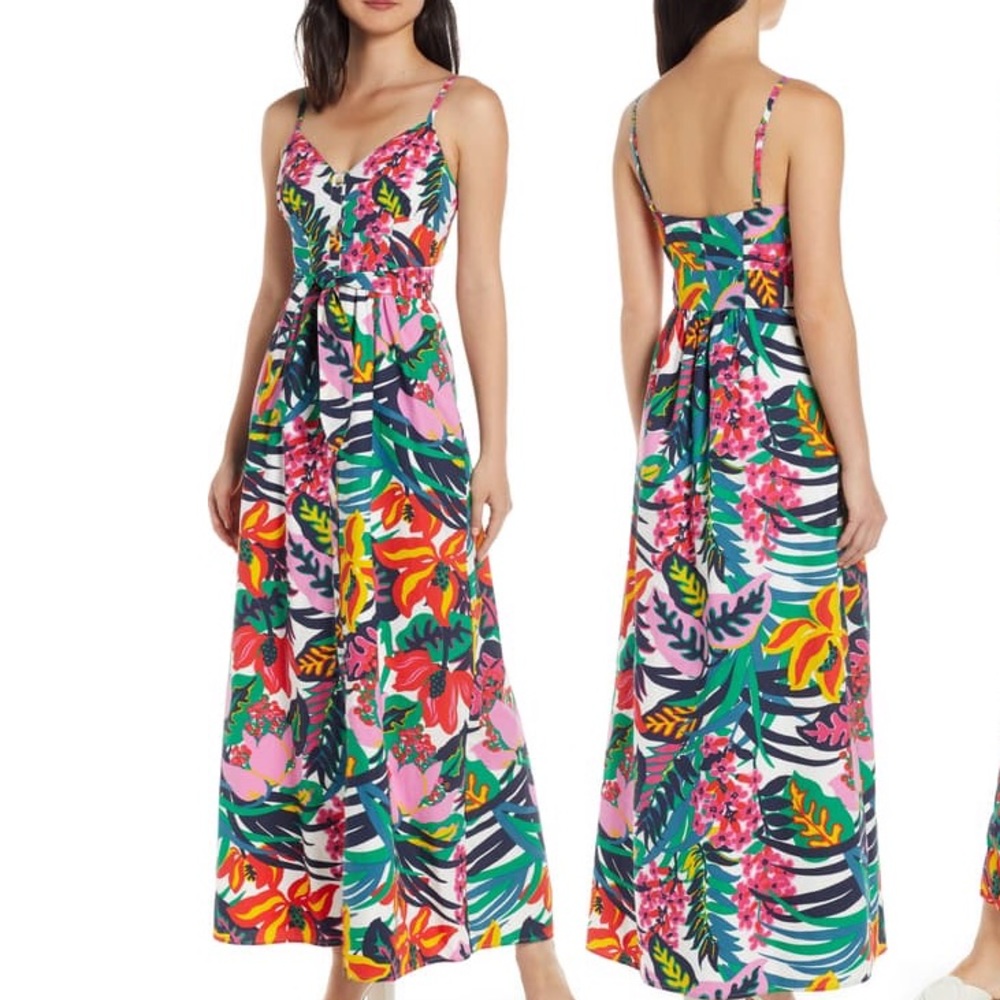 J. Crew colorful floral cotton maxi dress